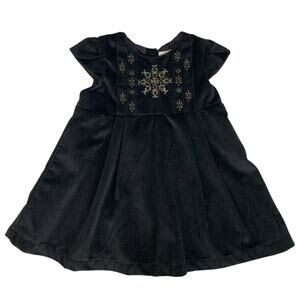Size 4T Max Studio Girls Holiday Black Velour Dress Embroidered Snowflake